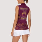 Custom QLD Maroons Cane Toad Blooded Aboriginal Inspired Women Sleeveless Polo Shirt