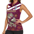 Custom QLD Maroons Cane Toad Blooded Aboriginal Inspired Women Sleeveless Polo Shirt