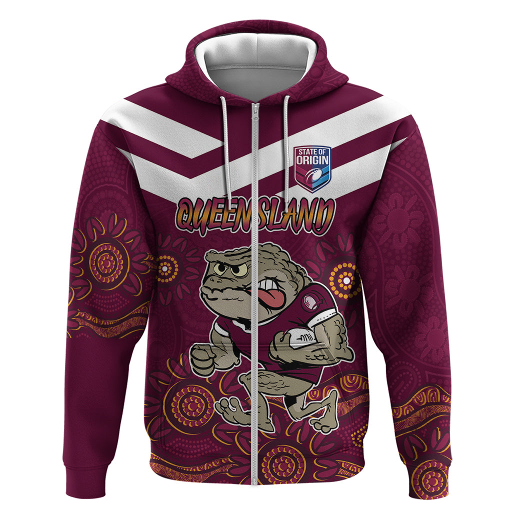Custom QLD Maroons Cane Toad Blooded Aboriginal Inspired Zip Hoodie