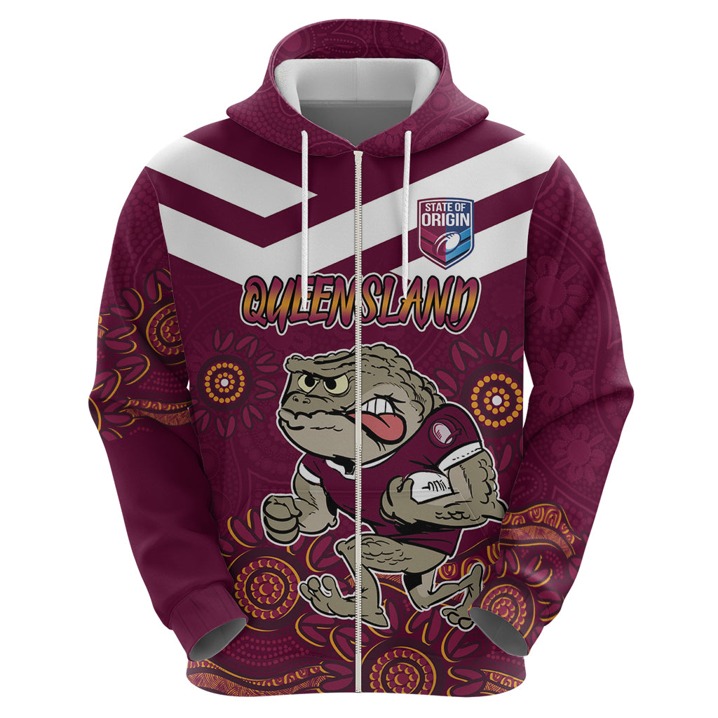 Custom QLD Maroons Cane Toad Blooded Aboriginal Inspired Zip Hoodie