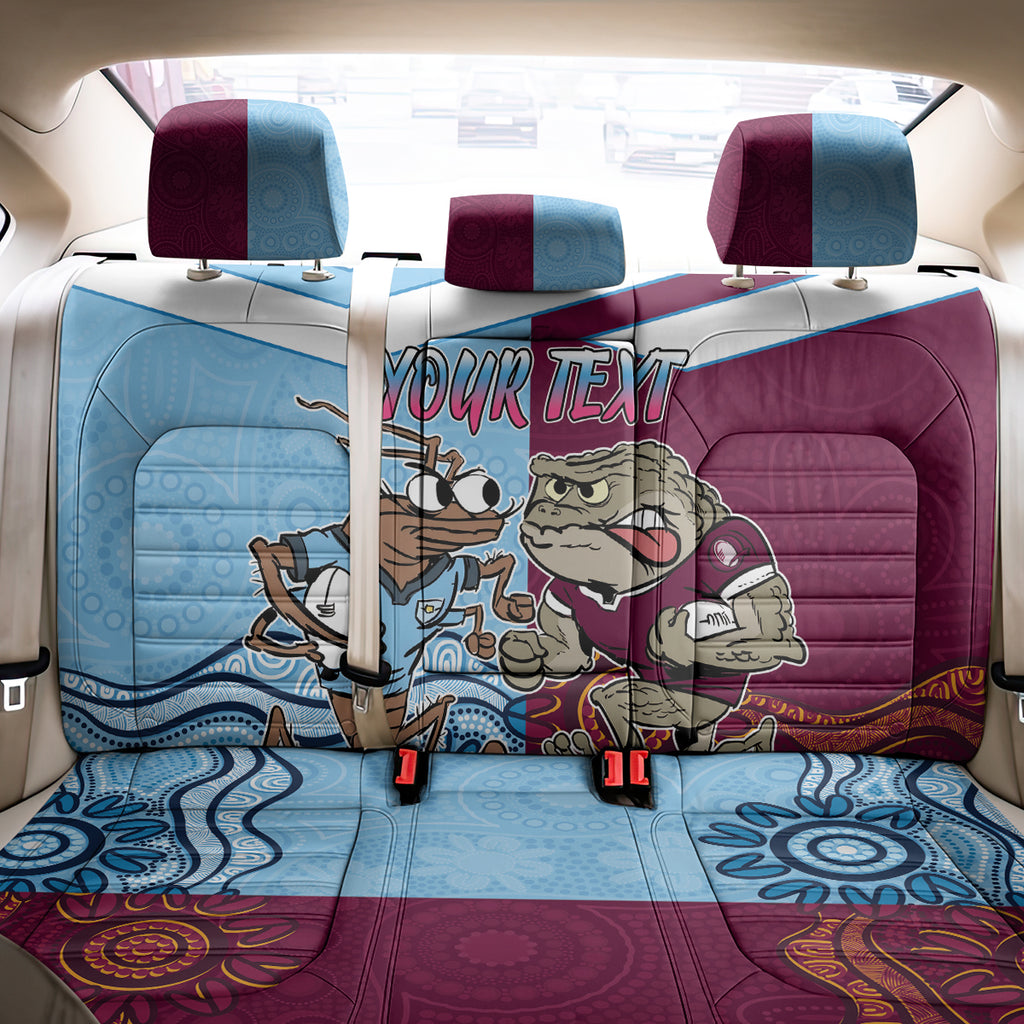 Custom QLD Cane Toad and NSW Cockroach Back Car Seat Cover Aboriginal Inspired Together