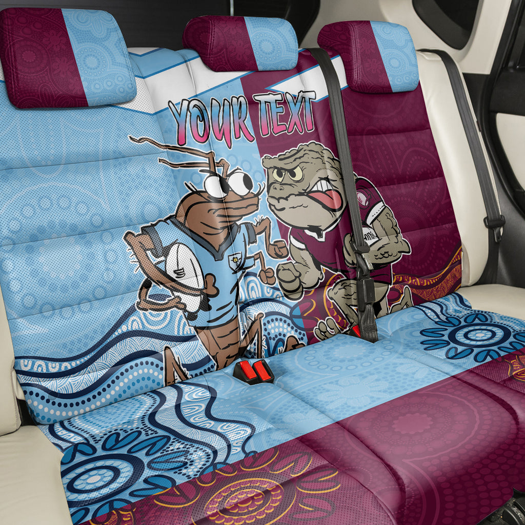 Custom QLD Cane Toad and NSW Cockroach Back Car Seat Cover Aboriginal Inspired Together