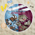 Custom QLD Cane Toad and NSW Cockroach Beach Blanket Aboriginal Inspired Together