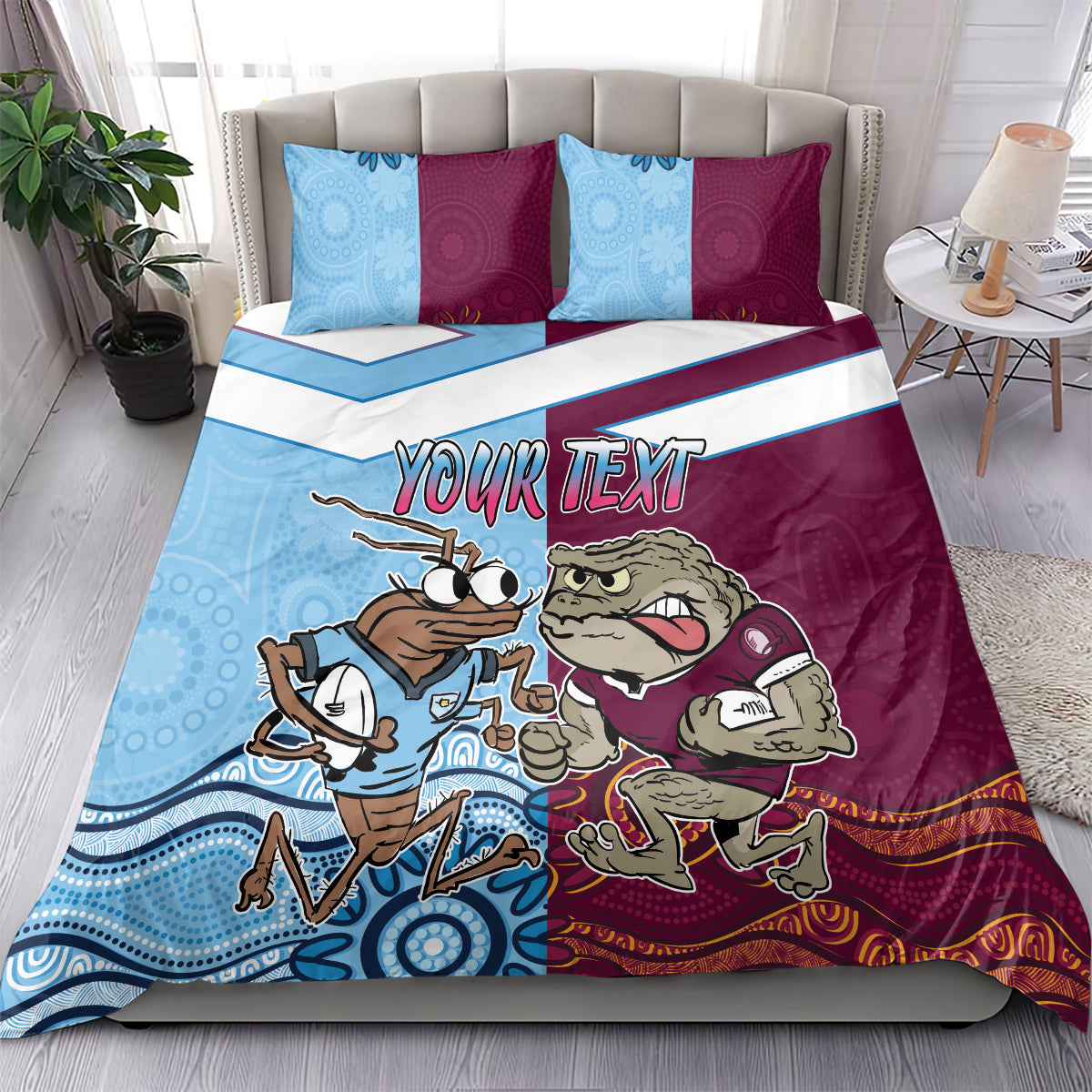Custom QLD Cane Toad and NSW Cockroach Bedding Set Aboriginal Inspired Together