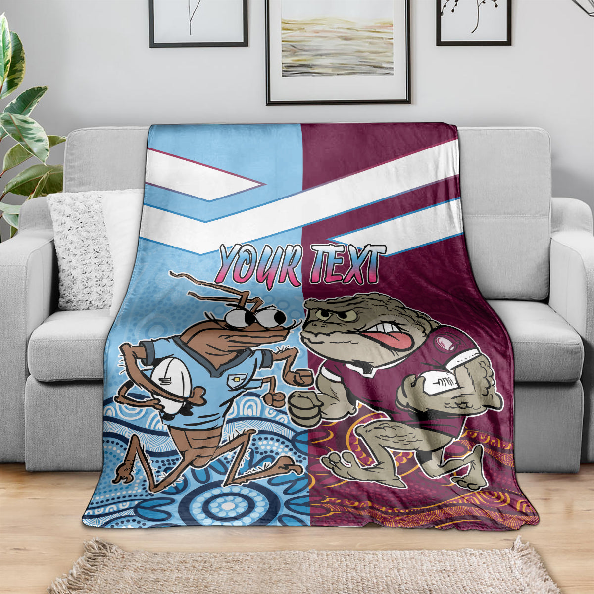 Custom QLD Cane Toad and NSW Cockroach Blanket Aboriginal Inspired Together