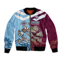 Custom QLD Cane Toad and NSW Cockroach Bomber Jacket Aboriginal Inspired Together