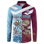 Custom QLD Cane Toad and NSW Cockroach Button Sweatshirt Aboriginal Inspired Together