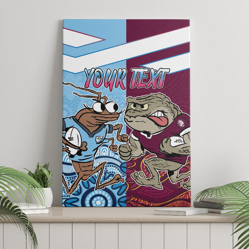 Custom QLD Cane Toad and NSW Cockroach Canvas Wall Art Aboriginal Inspired Together