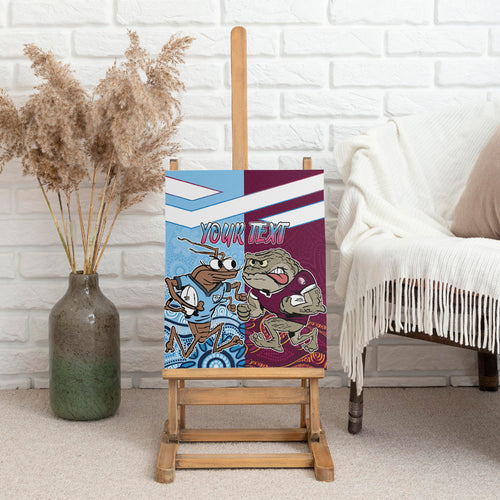 Custom QLD Cane Toad and NSW Cockroach Canvas Wall Art Aboriginal Inspired Together