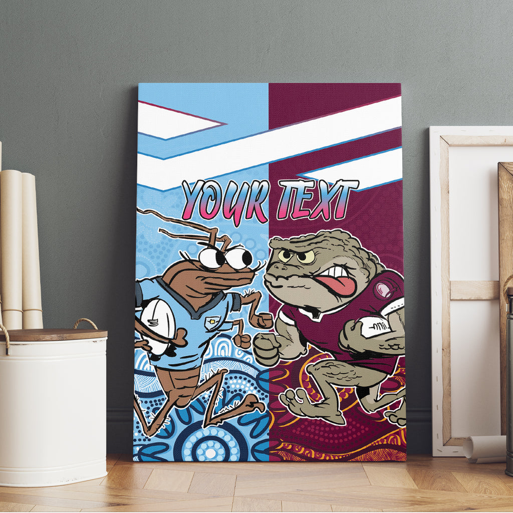Custom QLD Cane Toad and NSW Cockroach Canvas Wall Art Aboriginal Inspired Together