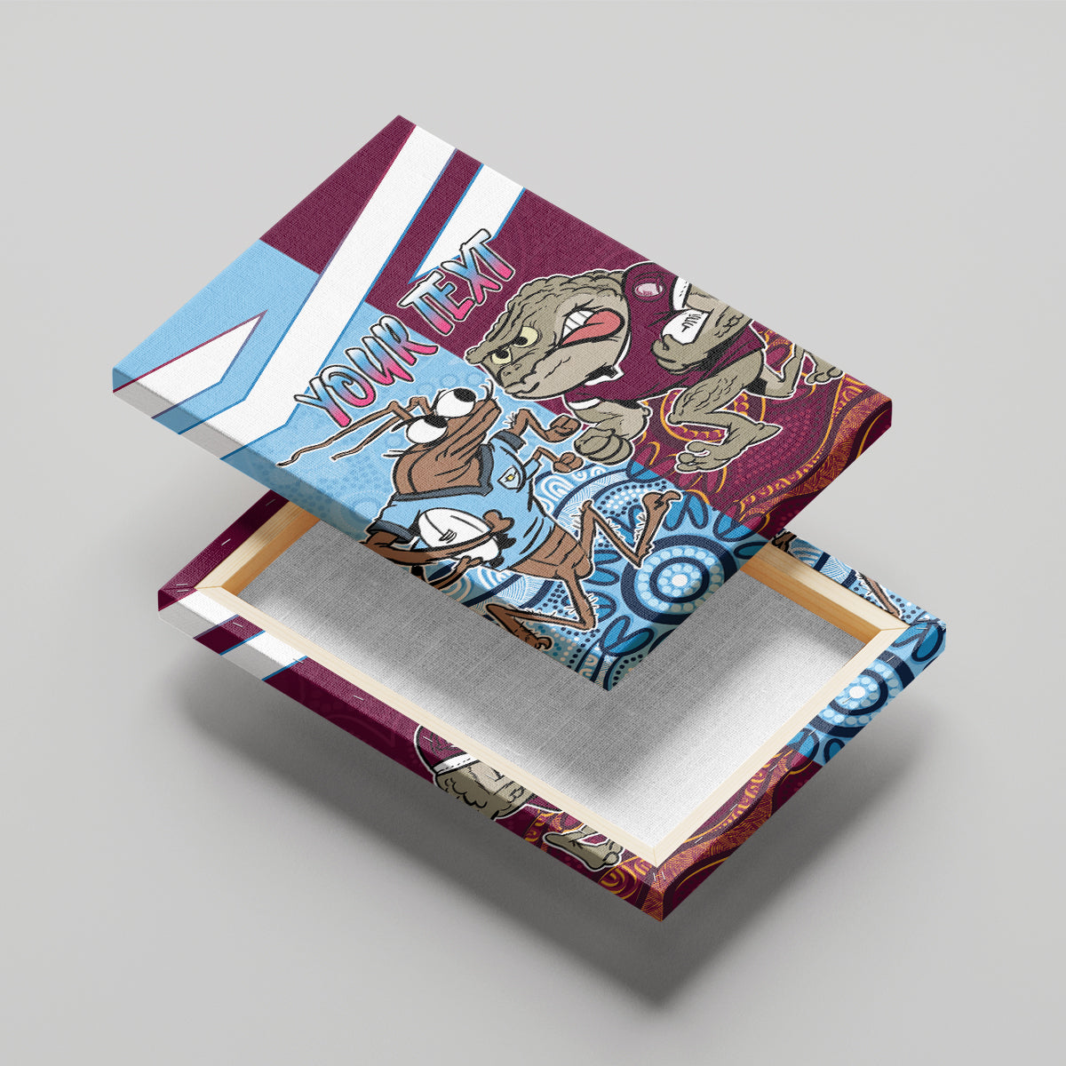 Custom QLD Cane Toad and NSW Cockroach Canvas Wall Art Aboriginal Inspired Together