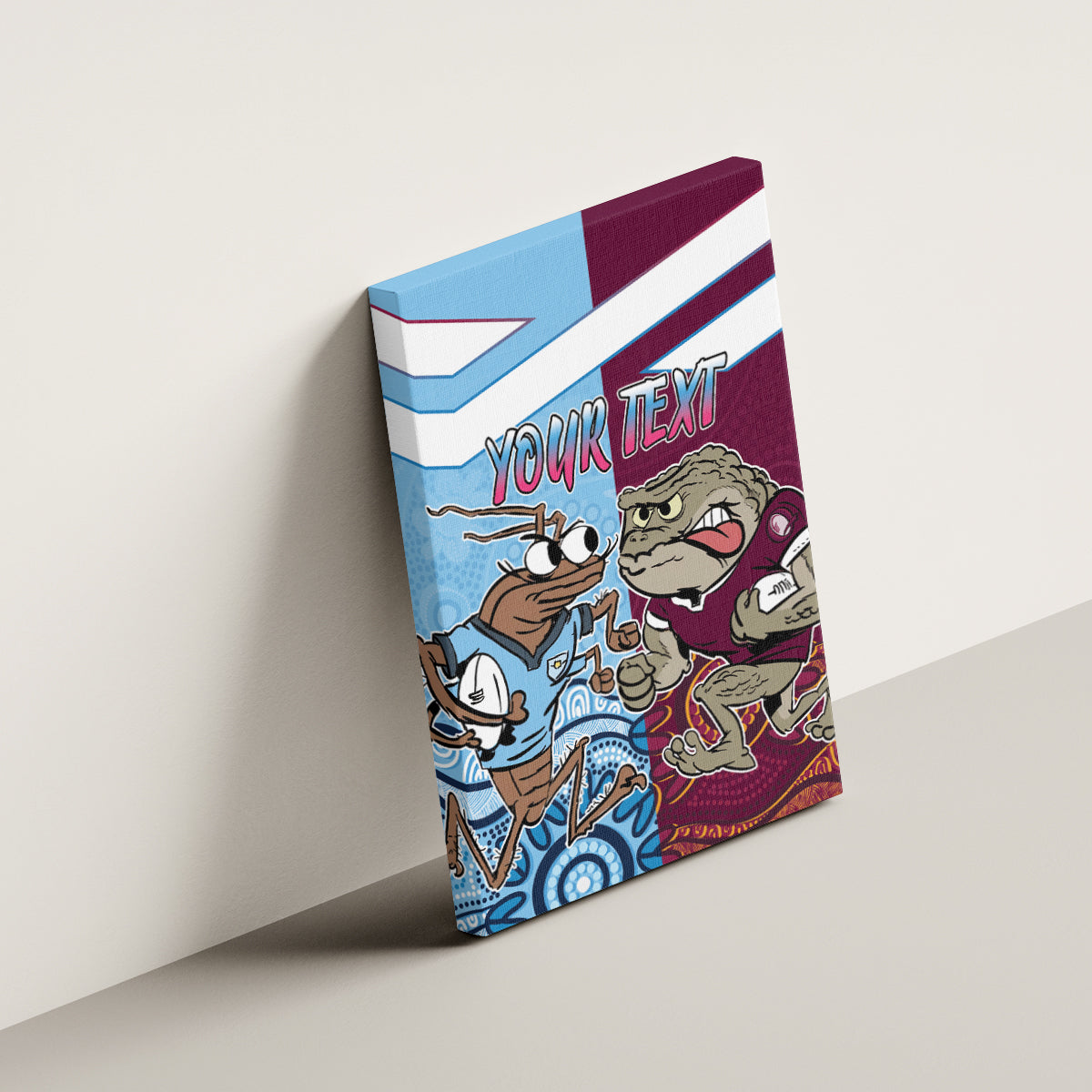 Custom QLD Cane Toad and NSW Cockroach Canvas Wall Art Aboriginal Inspired Together