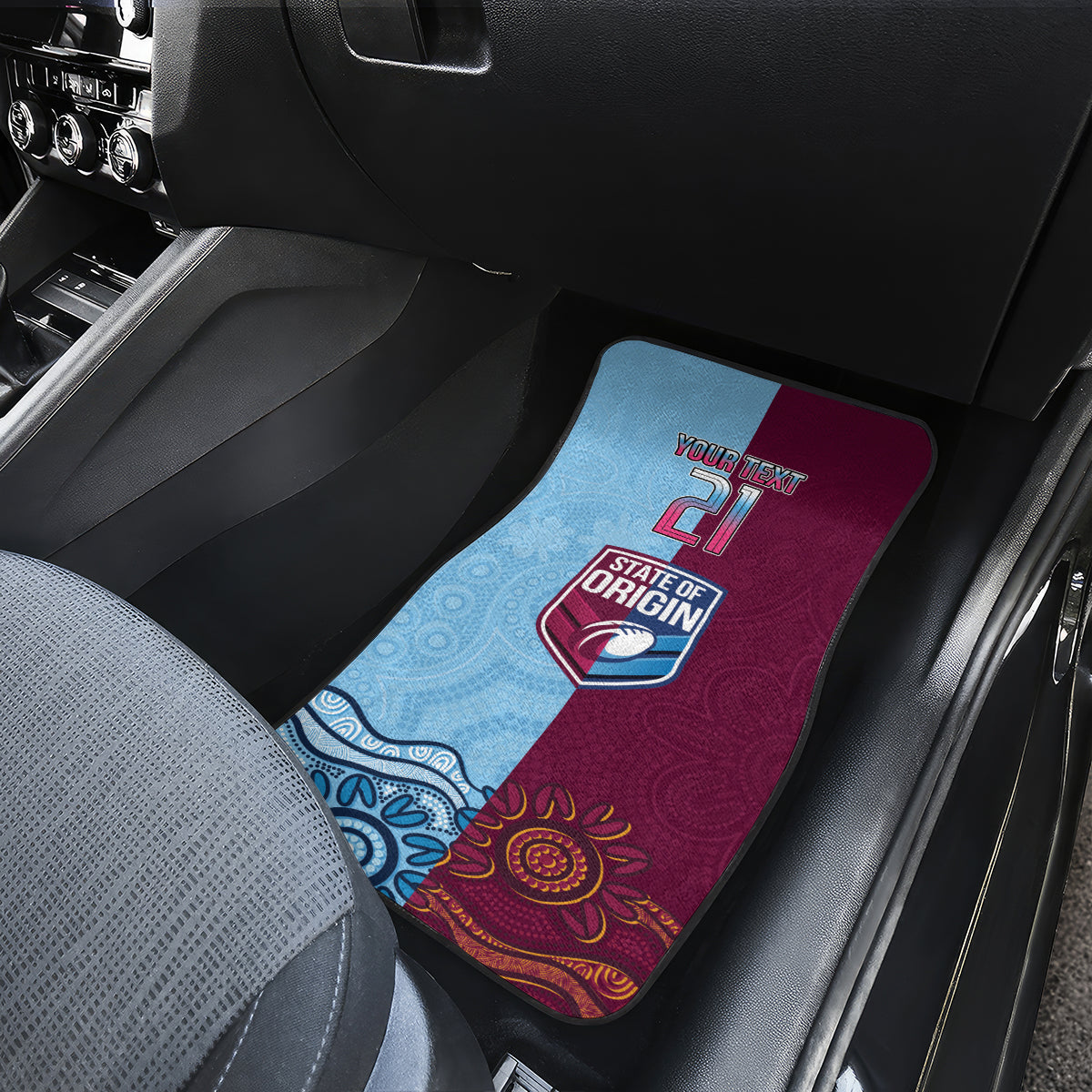 Custom QLD Cane Toad and NSW Cockroach Car Mats Aboriginal Inspired Together