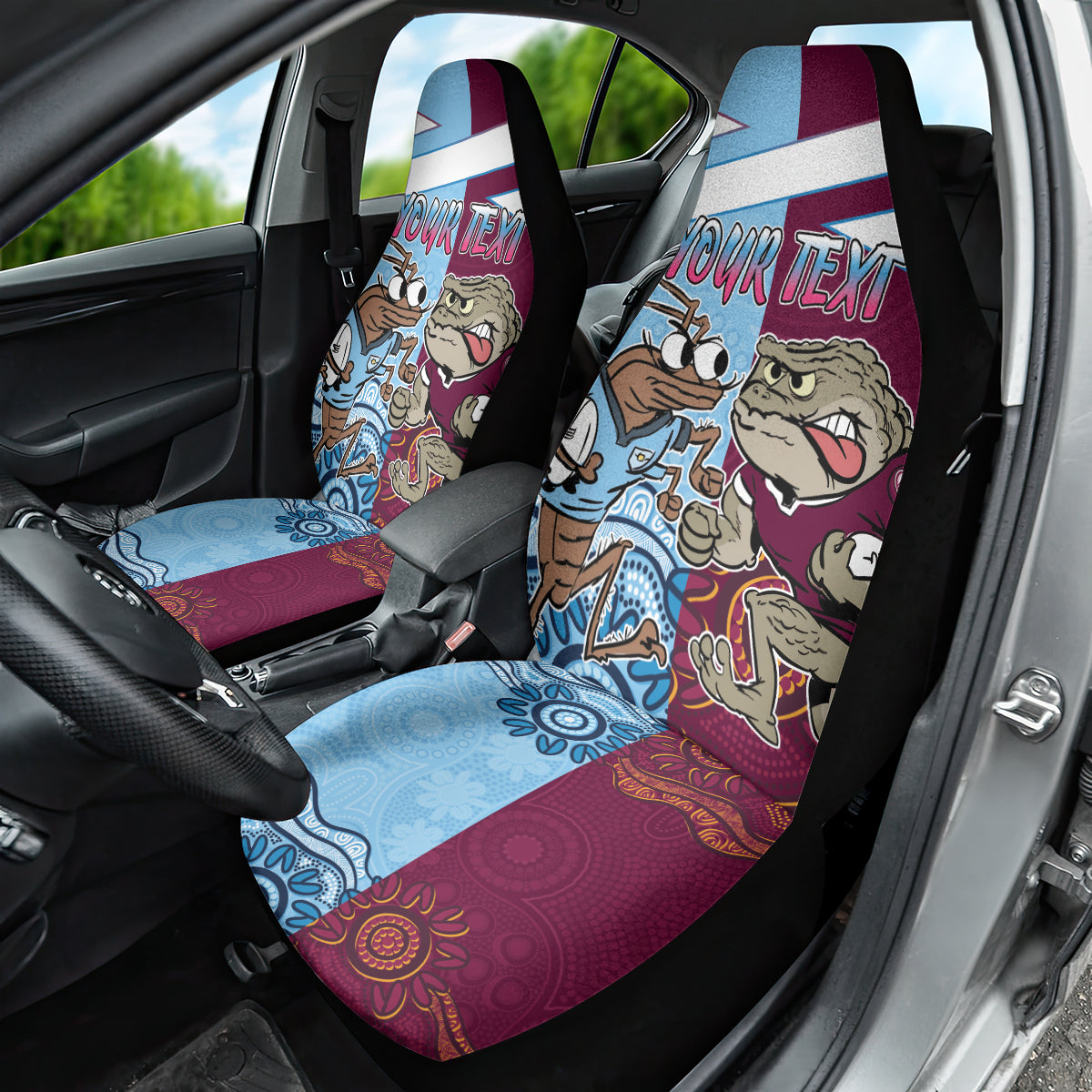 Custom QLD Cane Toad and NSW Cockroach Car Seat Cover Aboriginal Inspired Together