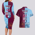 Custom QLD Cane Toad and NSW Cockroach Couples Matching Long Sleeve Bodycon Dress and Hawaiian Shirt Aboriginal Inspired Together