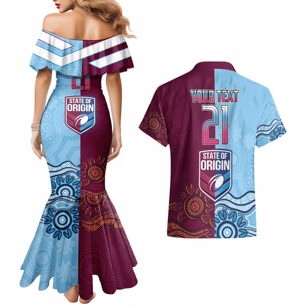 Custom QLD Cane Toad and NSW Cockroach Couples Matching Mermaid Dress and Hawaiian Shirt Aboriginal Inspired Together