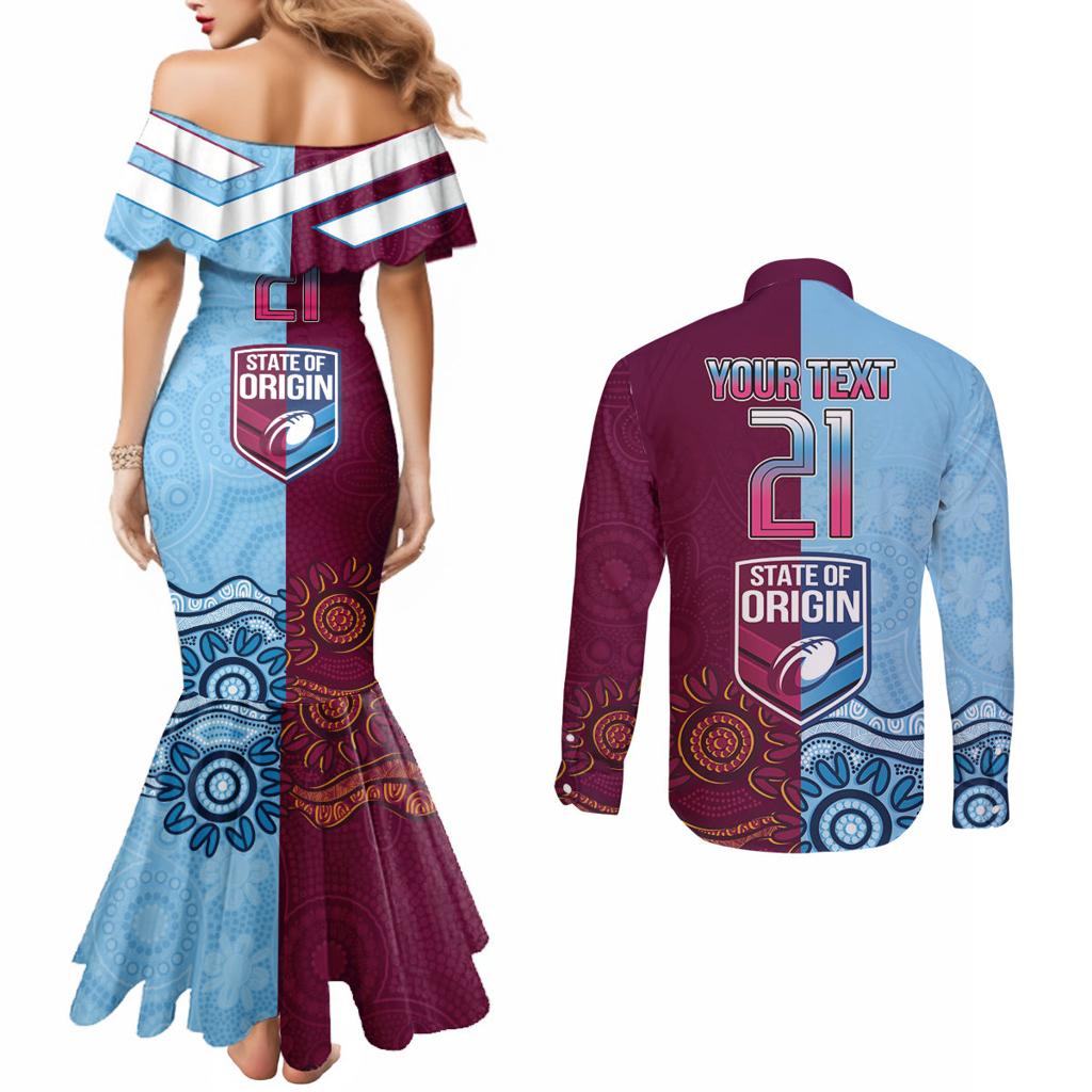 Custom QLD Cane Toad and NSW Cockroach Couples Matching Mermaid Dress and Long Sleeve Button Shirt Aboriginal Inspired Together