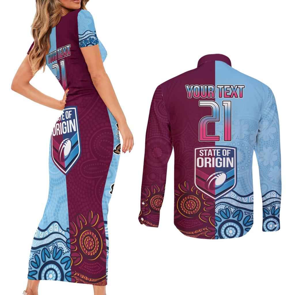 Custom QLD Cane Toad and NSW Cockroach Couples Matching Short Sleeve Bodycon Dress and Long Sleeve Button Shirt Aboriginal Inspired Together
