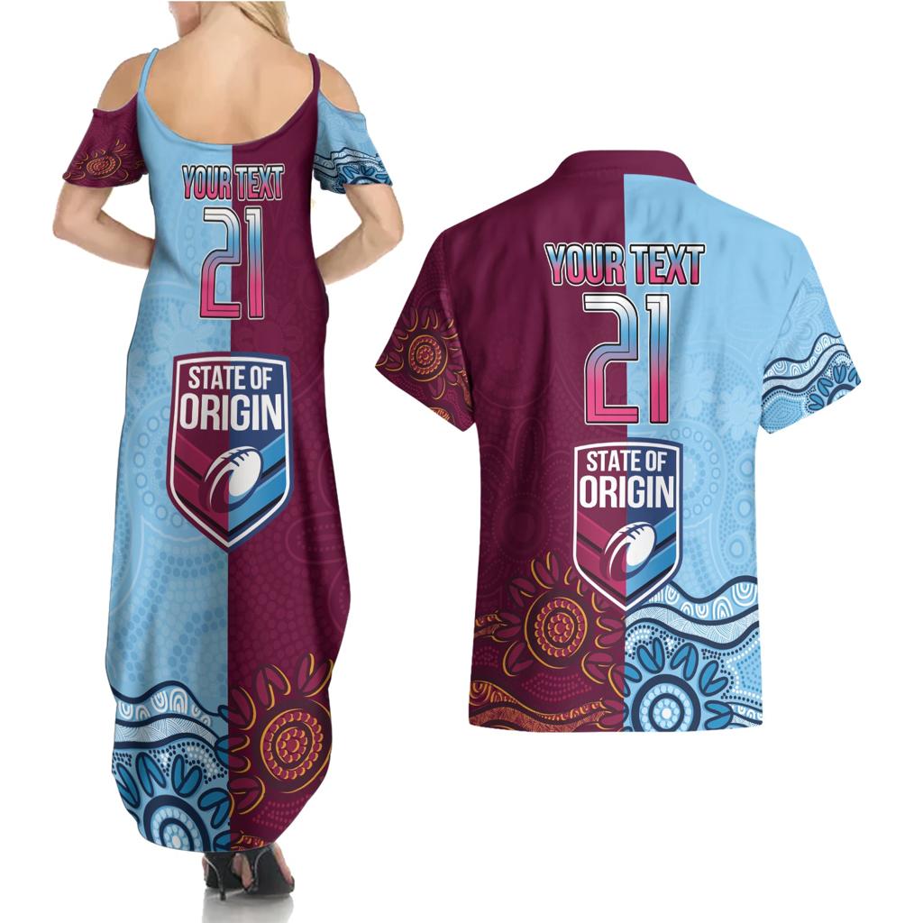 Custom QLD Cane Toad and NSW Cockroach Couples Matching Summer Maxi Dress and Hawaiian Shirt Aboriginal Inspired Together