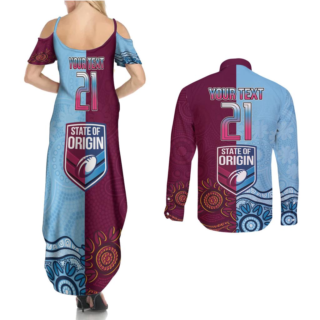 Custom QLD Cane Toad and NSW Cockroach Couples Matching Summer Maxi Dress and Long Sleeve Button Shirt Aboriginal Inspired Together
