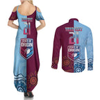 Custom QLD Cane Toad and NSW Cockroach Couples Matching Summer Maxi Dress and Long Sleeve Button Shirt Aboriginal Inspired Together