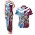 Custom QLD Cane Toad and NSW Cockroach Couples Matching Tank Maxi Dress and Hawaiian Shirt Aboriginal Inspired Together