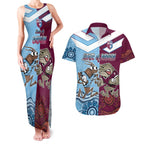 Custom QLD Cane Toad and NSW Cockroach Couples Matching Tank Maxi Dress and Hawaiian Shirt Aboriginal Inspired Together