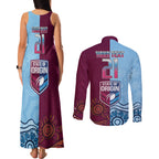 Custom QLD Cane Toad and NSW Cockroach Couples Matching Tank Maxi Dress and Long Sleeve Button Shirt Aboriginal Inspired Together