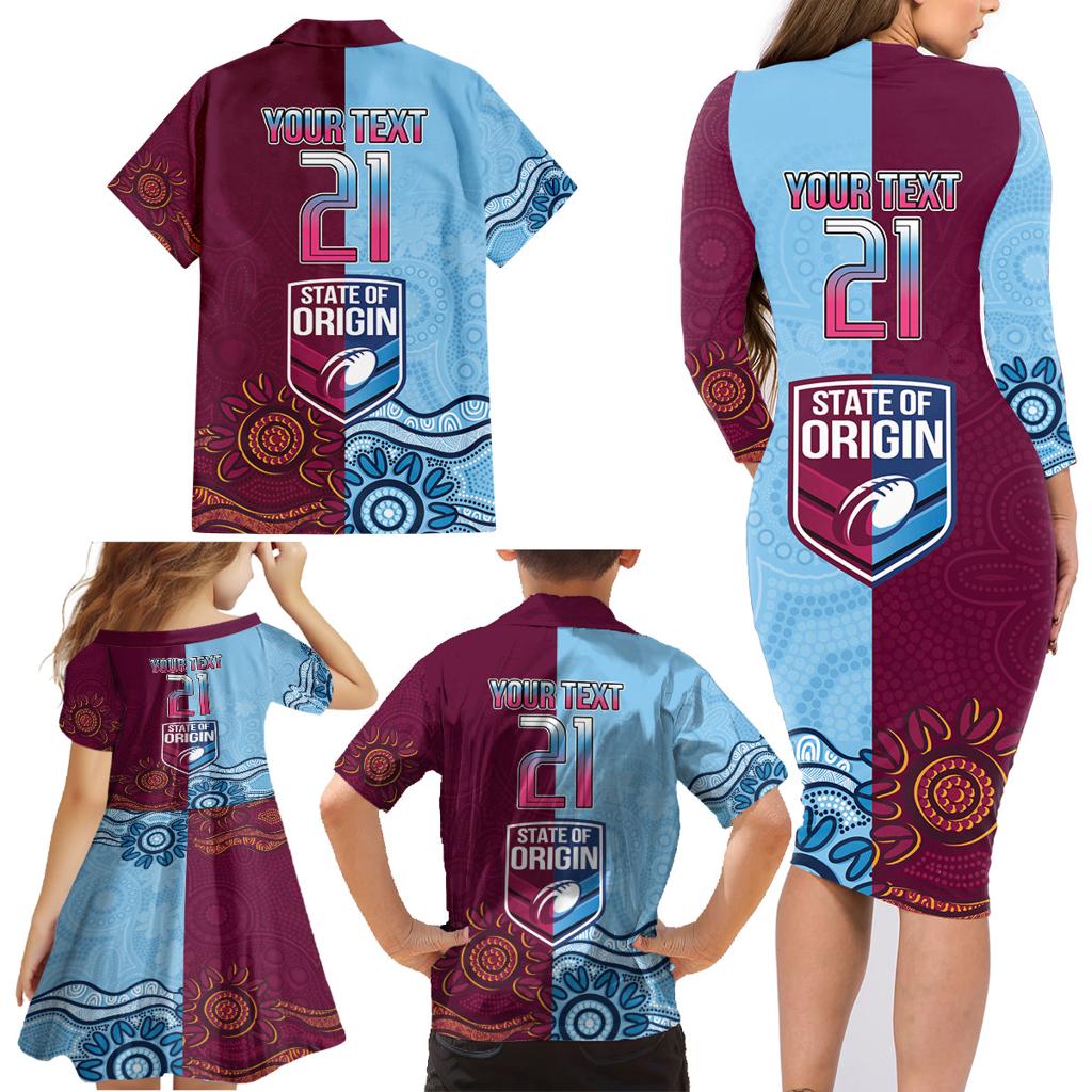 Custom QLD Cane Toad and NSW Cockroach Family Matching Long Sleeve Bodycon Dress and Hawaiian Shirt Aboriginal Inspired Together