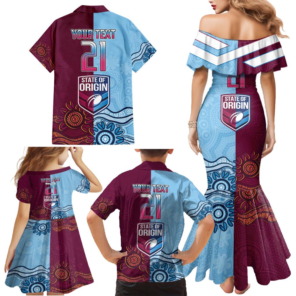 Custom QLD Cane Toad and NSW Cockroach Family Matching Mermaid Dress and Hawaiian Shirt Aboriginal Inspired Together