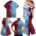 Custom QLD Cane Toad and NSW Cockroach Family Matching Mermaid Dress and Hawaiian Shirt Aboriginal Inspired Together