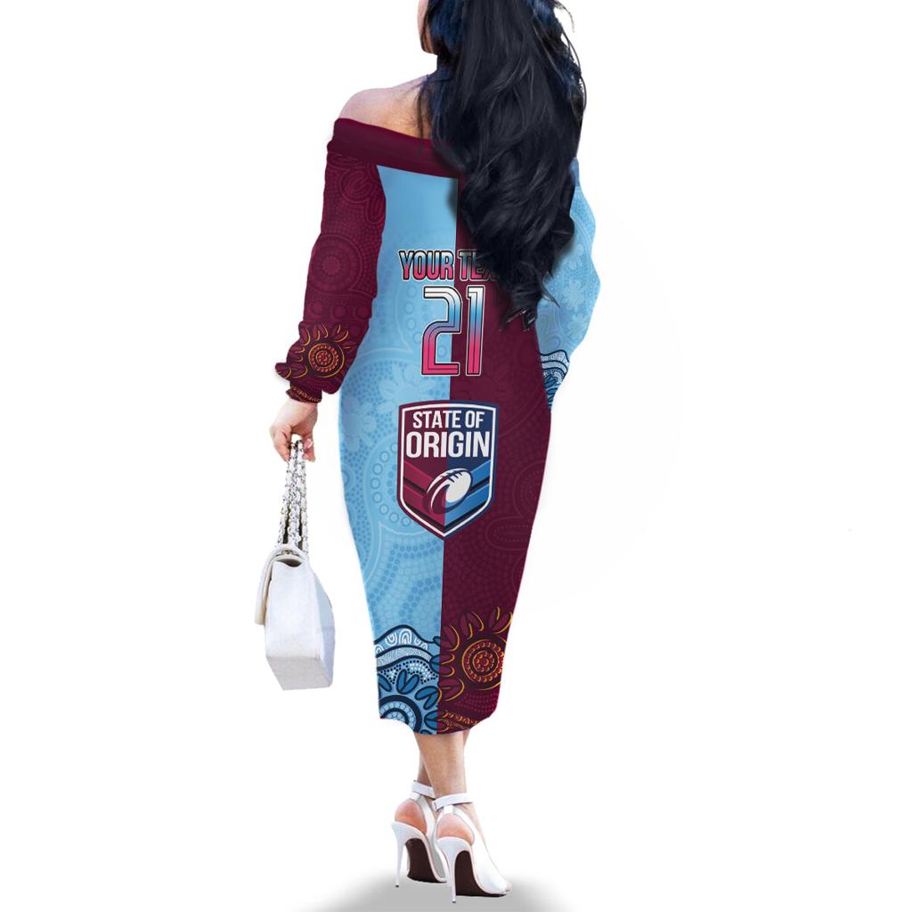 Custom QLD Cane Toad and NSW Cockroach Family Matching Off The Shoulder Long Sleeve Dress and Hawaiian Shirt Aboriginal Inspired Together