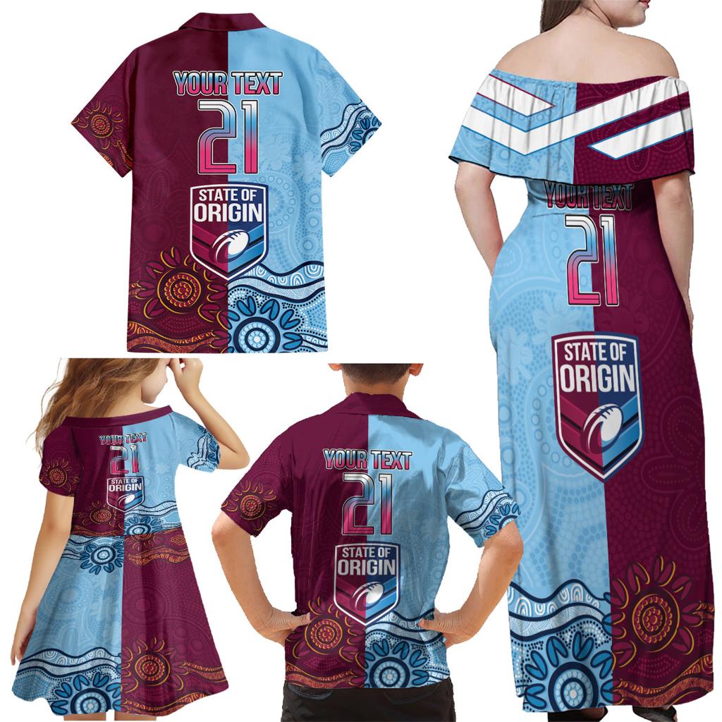 Custom QLD Cane Toad and NSW Cockroach Family Matching Off Shoulder Maxi Dress and Hawaiian Shirt Aboriginal Inspired Together