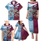 Custom QLD Cane Toad and NSW Cockroach Family Matching Puletasi and Hawaiian Shirt Aboriginal Inspired Together