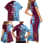 Custom QLD Cane Toad and NSW Cockroach Family Matching Short Sleeve Bodycon Dress and Hawaiian Shirt Aboriginal Inspired Together