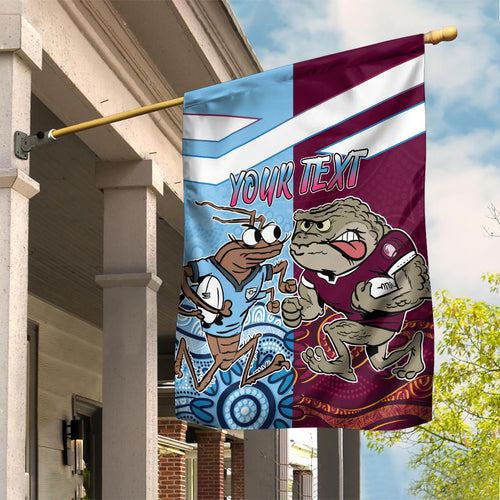 Custom QLD Cane Toad and NSW Cockroach Garden Flag Aboriginal Inspired Together