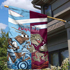 Custom QLD Cane Toad and NSW Cockroach Garden Flag Aboriginal Inspired Together