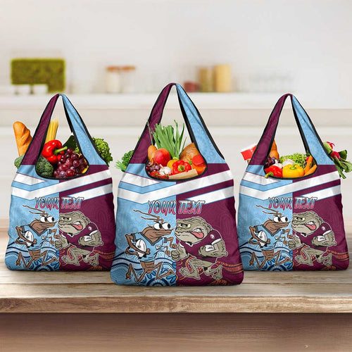 Custom QLD Cane Toad and NSW Cockroach Grocery Bag Aboriginal Inspired Together