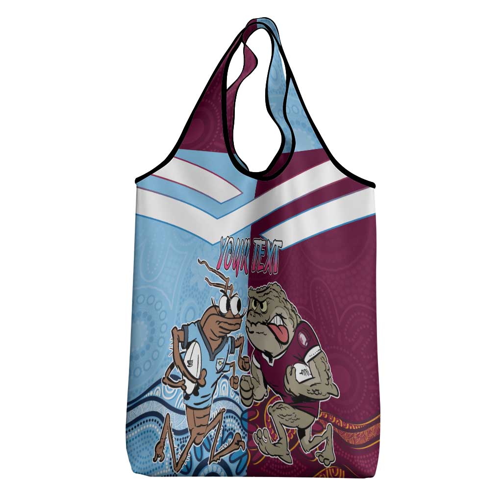 Custom QLD Cane Toad and NSW Cockroach Grocery Bag Aboriginal Inspired Together