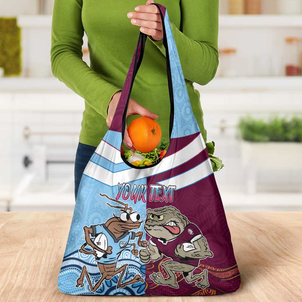 Custom QLD Cane Toad and NSW Cockroach Grocery Bag Aboriginal Inspired Together
