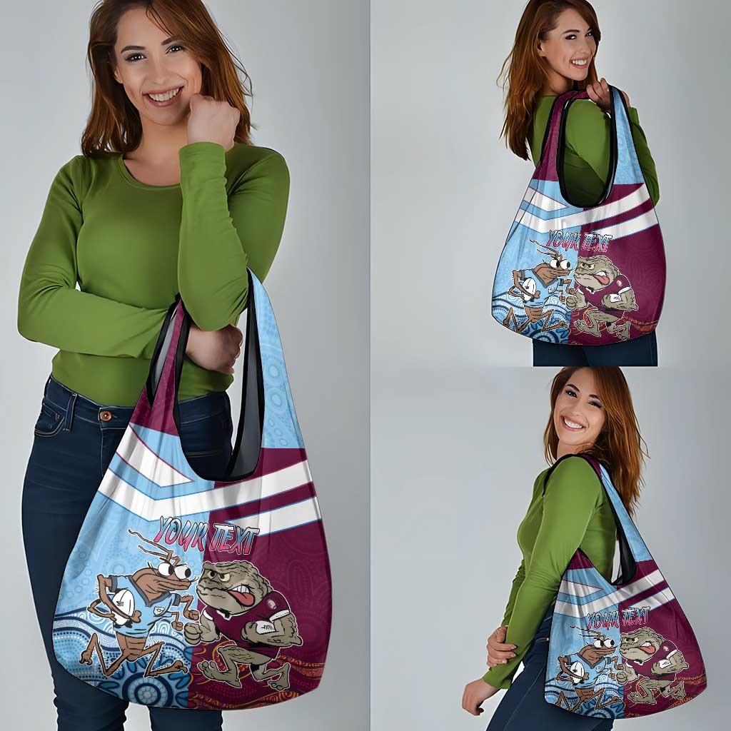 Custom QLD Cane Toad and NSW Cockroach Grocery Bag Aboriginal Inspired Together