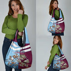 Custom QLD Cane Toad and NSW Cockroach Grocery Bag Aboriginal Inspired Together