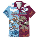 Custom QLD Cane Toad and NSW Cockroach Hawaiian Shirt Aboriginal Inspired Together