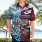 Custom QLD Cane Toad and NSW Cockroach Hawaiian Shirt Aboriginal Inspired Together