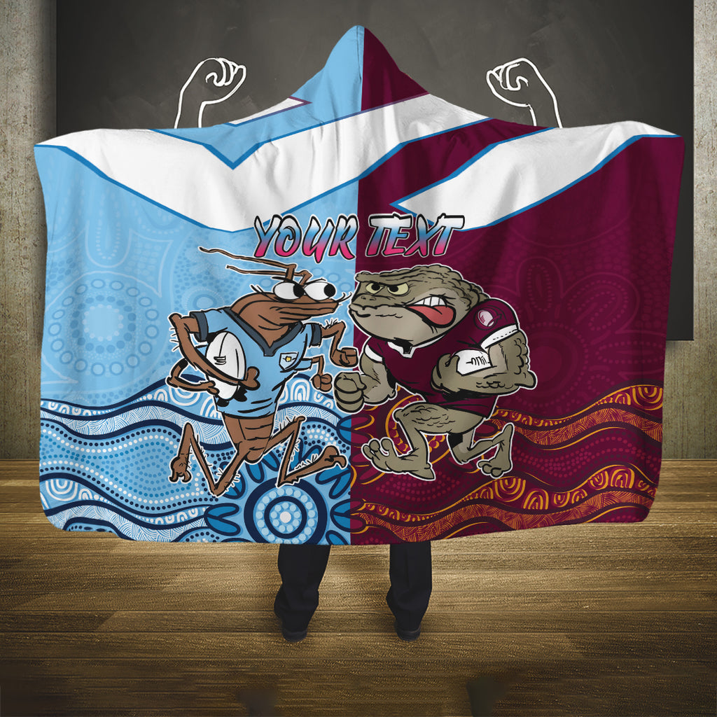 Custom QLD Cane Toad and NSW Cockroach Hooded Blanket Aboriginal Inspired Together