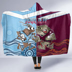 Custom QLD Cane Toad and NSW Cockroach Hooded Blanket Aboriginal Inspired Together