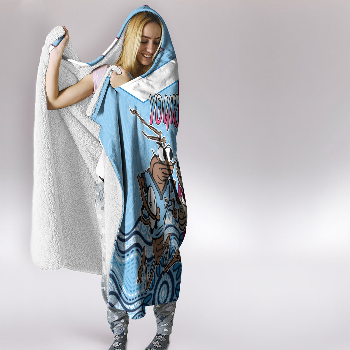 Custom QLD Cane Toad and NSW Cockroach Hooded Blanket Aboriginal Inspired Together