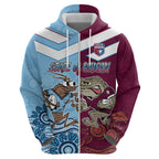 Custom QLD Cane Toad and NSW Cockroach Hoodie Aboriginal Inspired Together