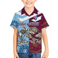 Custom QLD Cane Toad and NSW Cockroach Kid Hawaiian Shirt Aboriginal Inspired Together