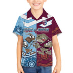 Custom QLD Cane Toad and NSW Cockroach Kid Hawaiian Shirt Aboriginal Inspired Together